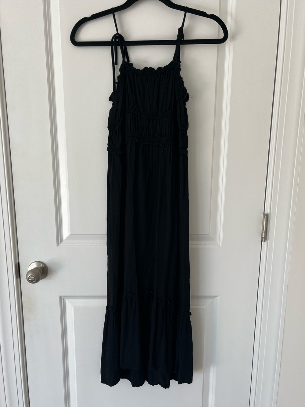 Wild Fable XS Black Maxi Dress with Smocked Detail and Tie Shoulder Straps